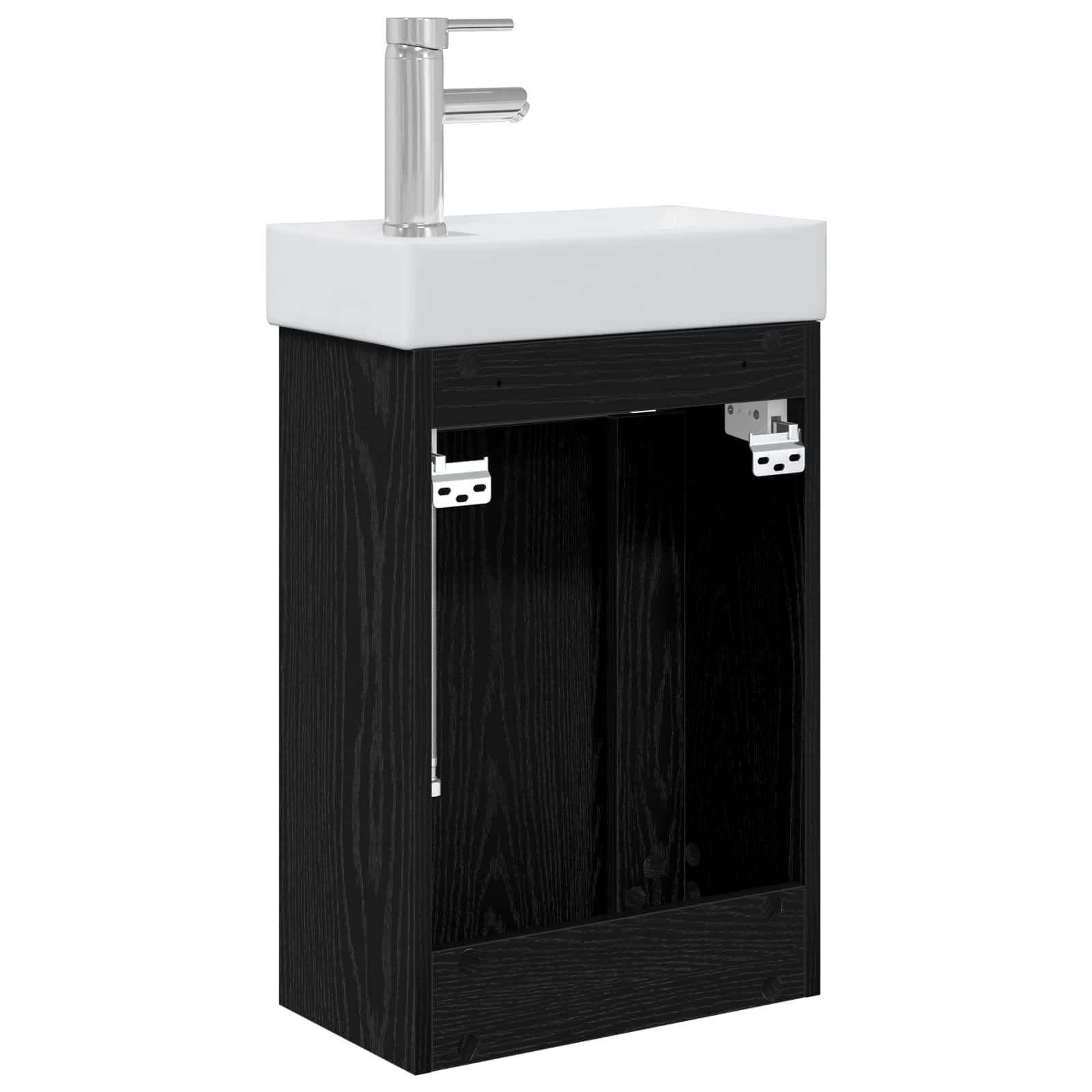 Lavabo con lavabo y grifo, 40,5 cm, roble negro