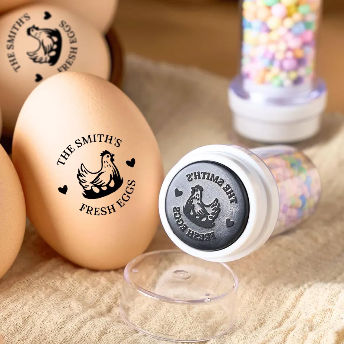 Vniqloo White Personalized Egg Stamp For Fresh Eggs | Custom Egg Stamp | Farm Eggs Stamper Mold | Chicken Gifts