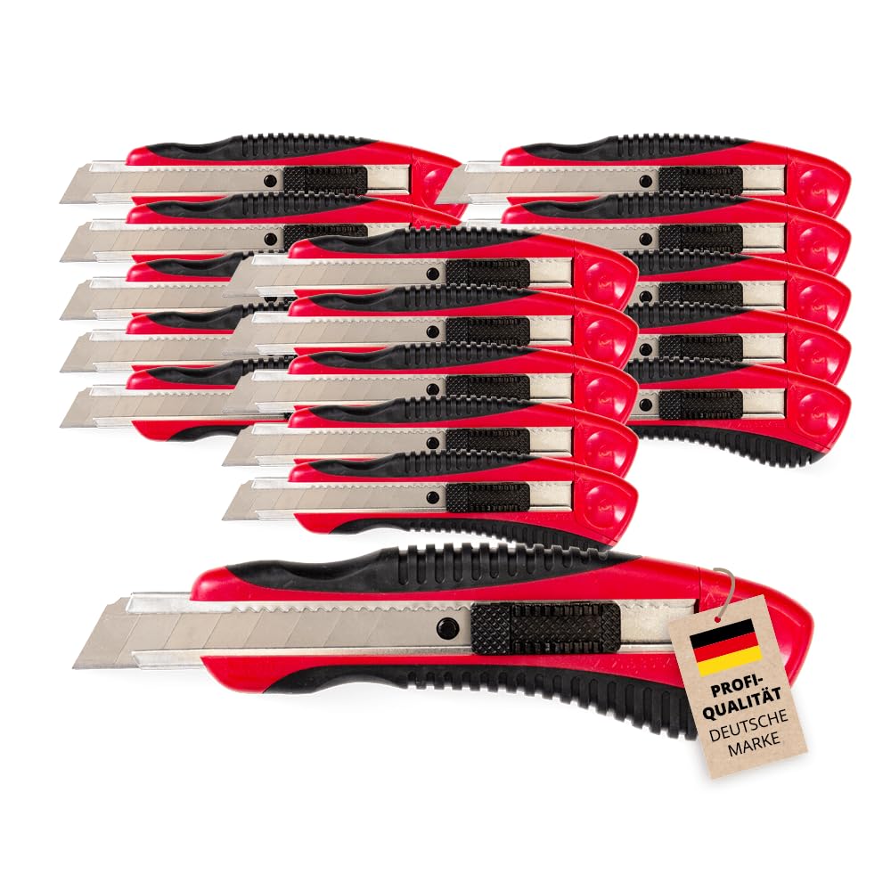 25x Alfa Cuttermesser Profi 18 mm x 10 cm mit Metall-Klingenführung | Profi Qualität – Cuttermesser mit stabiler Metall-Klingenführung für präzise Schnitte und hohe Langlebigkeit.