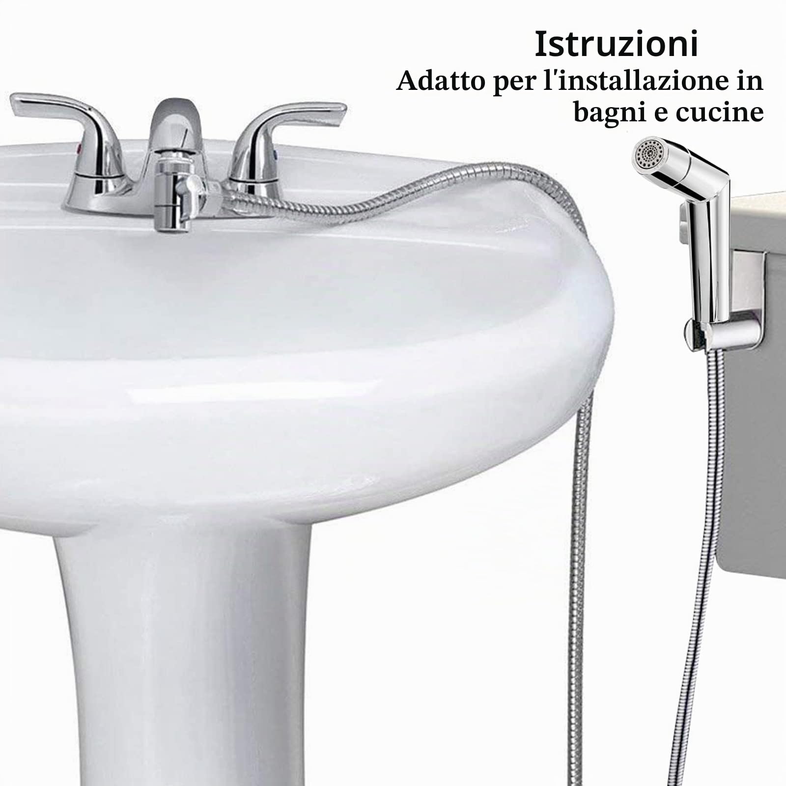 Doccetta bidet a mano, doccetta regolabile ABS Cromo kit spray per pannolini per bambini, con erogatore per rubinetto, tubo e gancio o supporto a parete