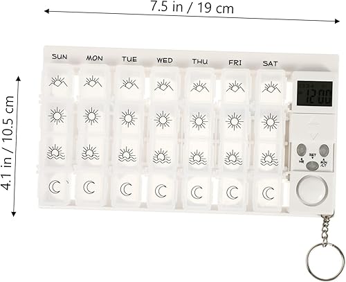 Miniatura 6 de 7 mini pastilleros reloj despertador de viaje Mini reloj despertador caja de bloqueo para contenedores de medicamentos 7 días caja de píldoras caja