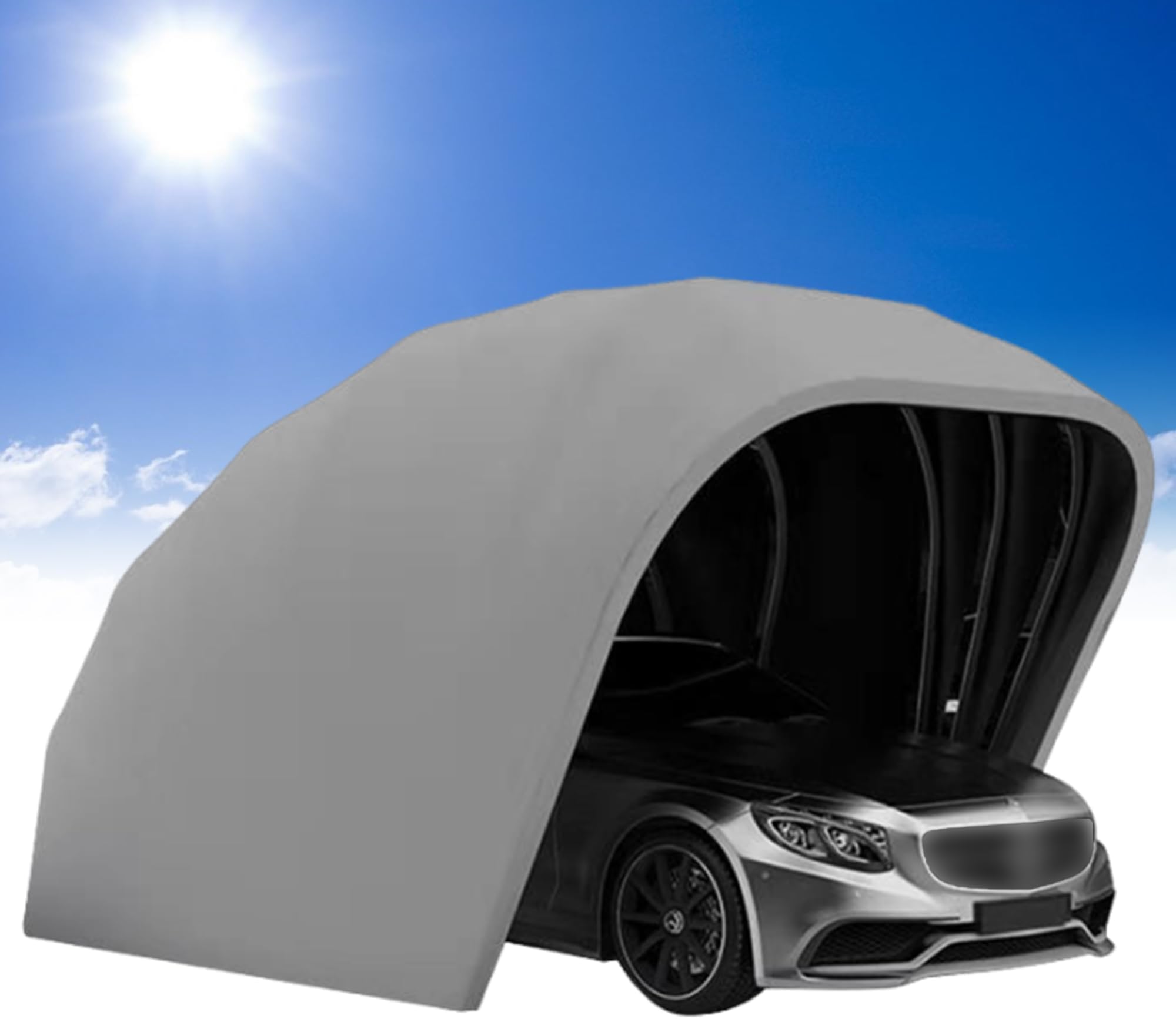 Mobile Carport, Semi-Automatic Carport, Folding Car Tent, Portable Anti-Snow Tent Car Cover (Semi-automatic), Gray