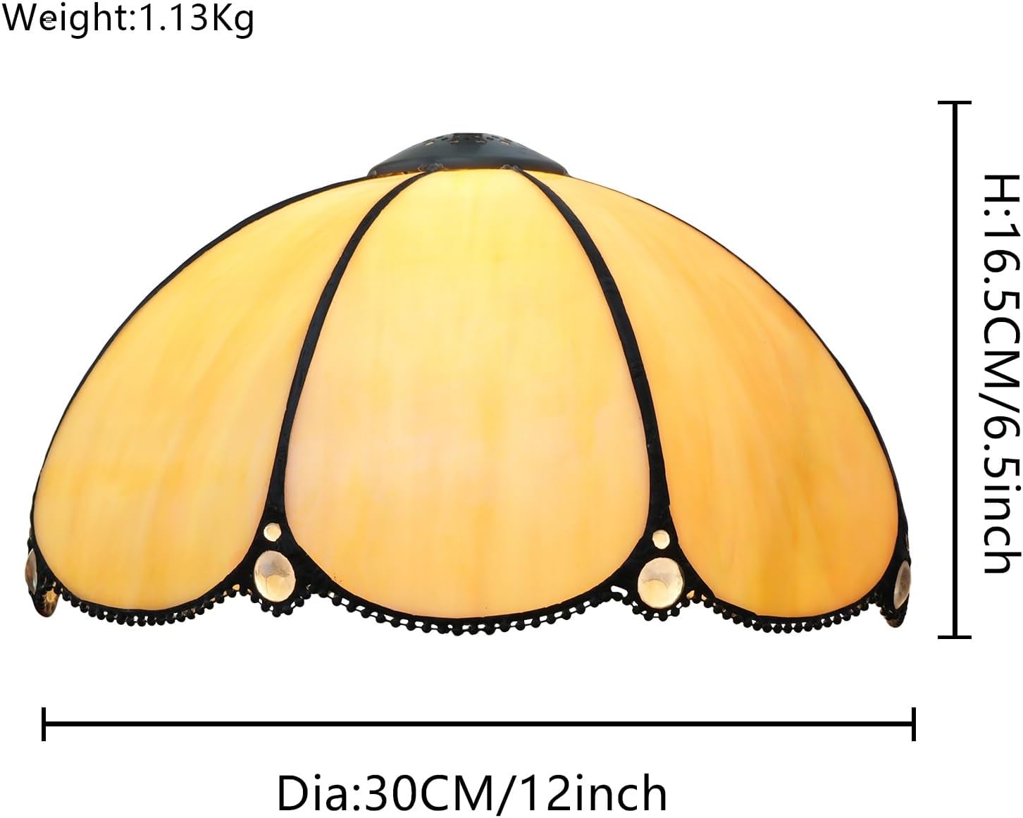 Tiffany Style Lamp Shade, 12 Inch Simple Warm Stained Glass Lamp Shade Replacement Retro Lamp Cover Accessories Fit for Table Lamp Pendant Light Ceiling Light