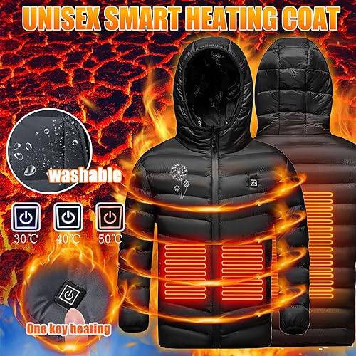 Boys Girls Heated Jacket, Child Heated Coat Hooded Heating Warm Jackets Electric USB Rechargeable Thermal Coats3
