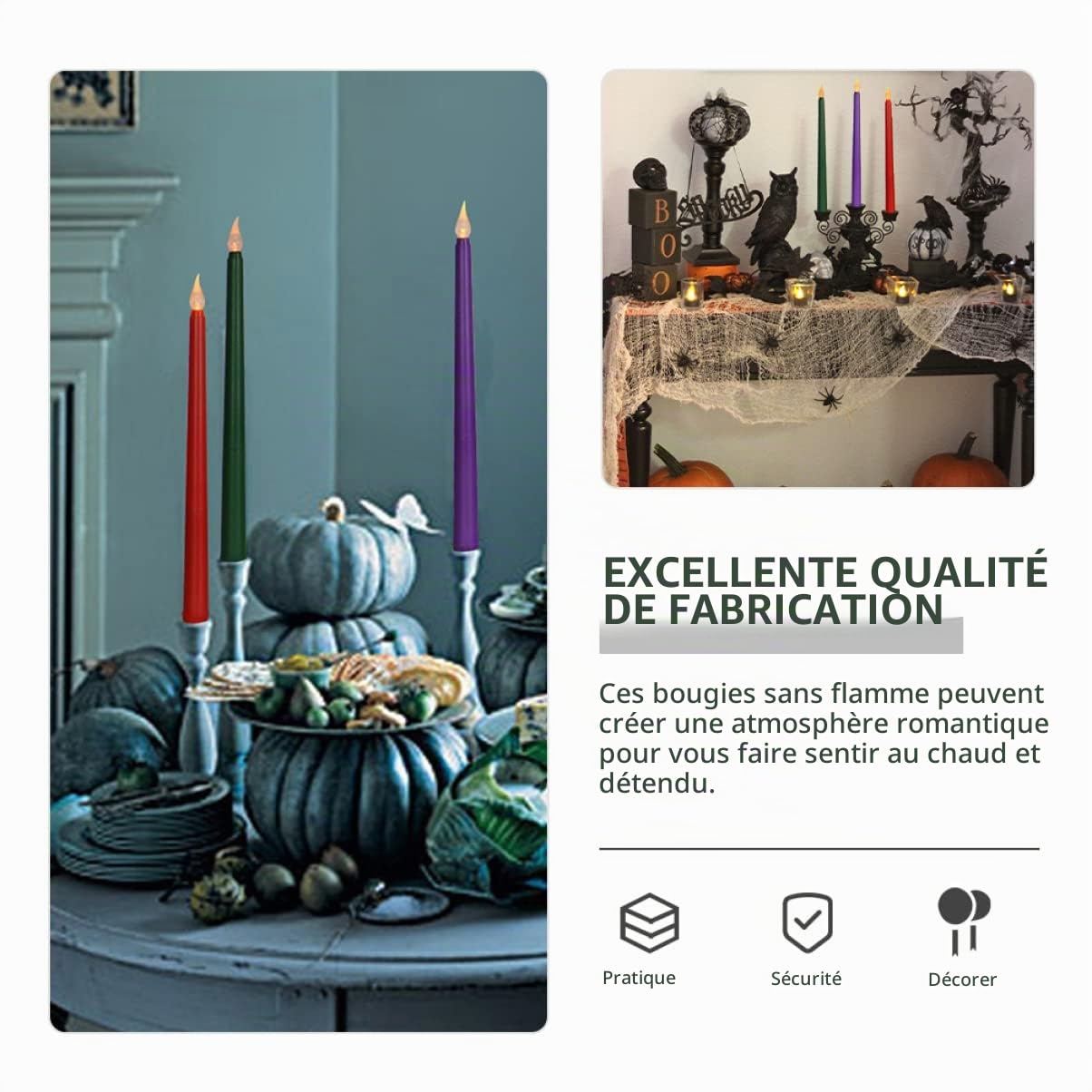 12 Pièces Bougies Effleurant Bougies Actionnées Lumières De Batterie De Noël Led Fête Sans Cône D'Église Pour Décor Bougie Anniversaire Sans Flamme Mariage Électrique Orange