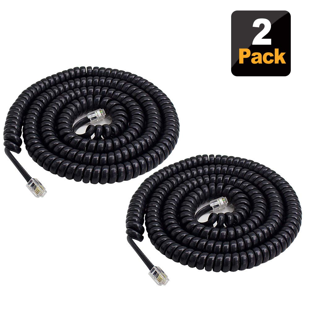 SHONCO Telefonkabel, 7m 2pack Schwarzes Telefon Spiralkabe