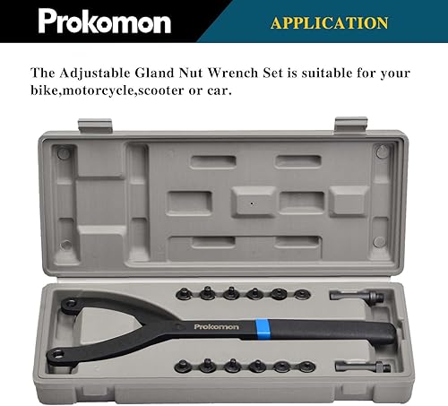 Miniatura 2 de Prokomon Juego de 15 piezas de llave de tuerca de pasador ajustable/Llave de embrague de ventilador de cilindro variable con soporte de polea y