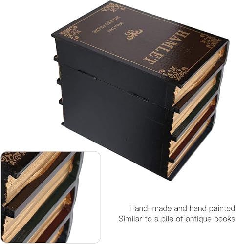 Miniatura 5 de LIYJTK Caja de almacenamiento de madera con forma de libro, cajas decorativas para libros, decoraciones de libros antiguos, decoración del hogar,