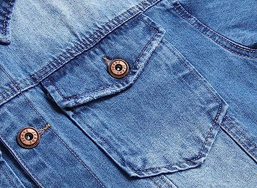 Image of LZLER Men's Denim Jackets Distressed Destroyed Classic Vintage Slim Fit Ripped Fashion Trendy Trucker Jean Jackets