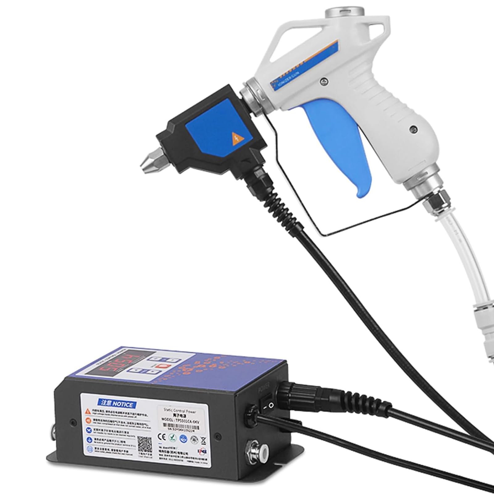 Pistolet à Air Ionisant avec Générateur Haute Tension 6 KV, Vitesse De Désélectrification ≤ 1,0 S, équilibre Ionique Et Fréquence Réglables, pour L'élimination De L'électricité Statique