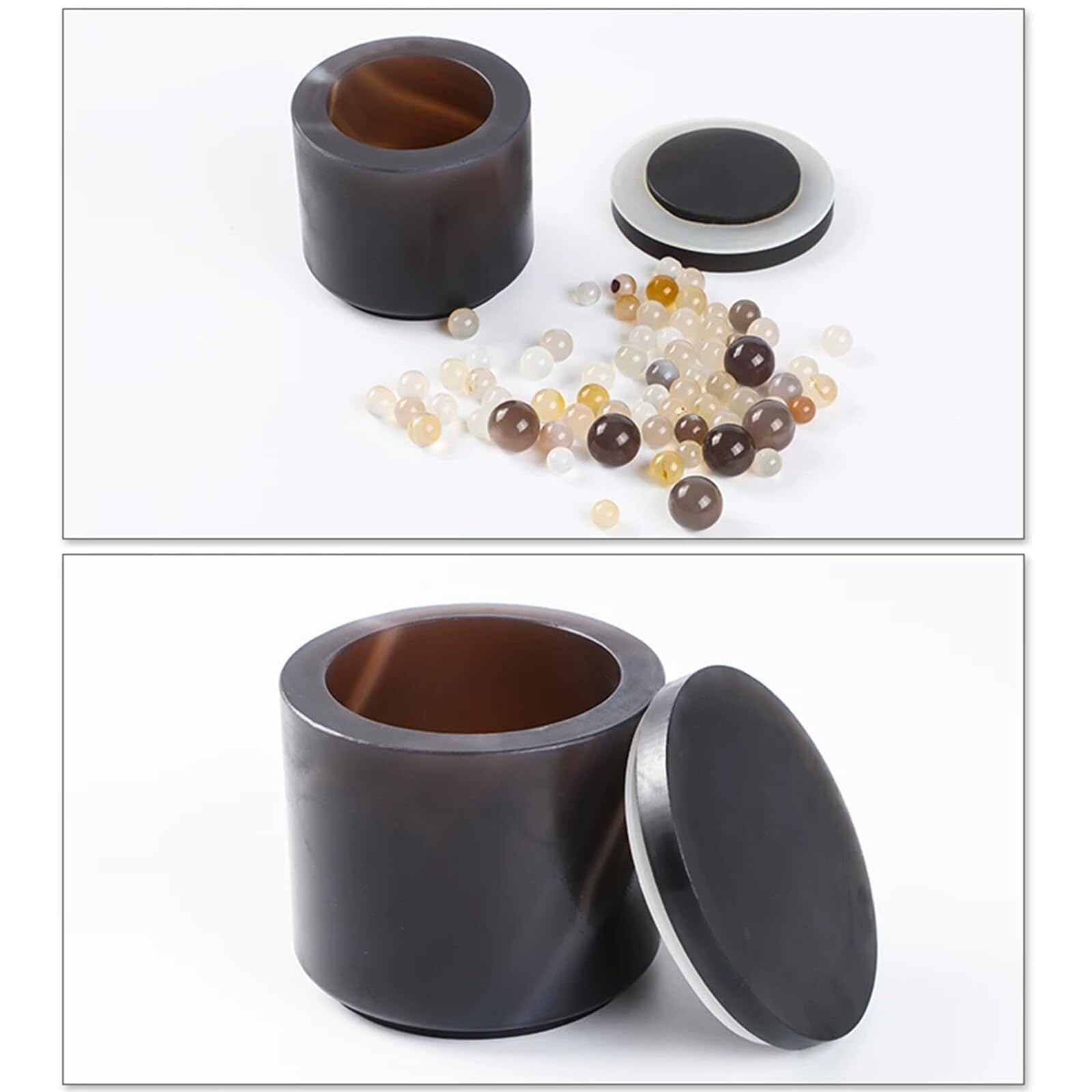 Frasco de molienda de ágata natural dureza 7.2-7.5 Tanque de molino planetario de bolas resistente al ácido y al calor para la molienda de muestras de laboratorio 100ml