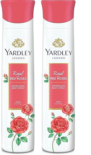 Yardley London Royal Red Roses - Espray corporal refrescante para mujer, 5.1 fl oz, juego de 2 unidades