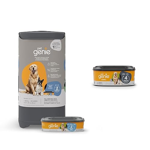 Pet Genie Pail | Dog Waste Disposal System for Odor Control with 1 Starter Refill (14ft) + 1 Pet Genie Jumbo Refill (28ft) Bundle - Pail + Jumbo Refill