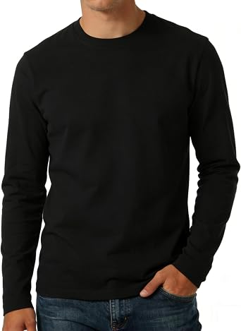 KikizYe Mens Long Sleeve T-Shirts Cotton Crewneck Tee