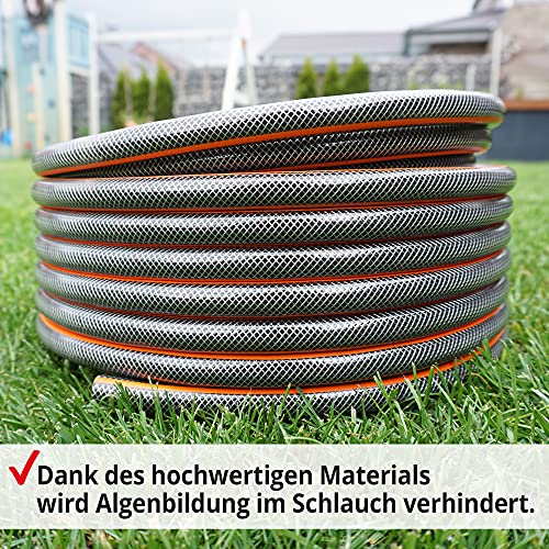 Hecht 30m premium Gartenschlauch Set 13mm (1/2 Zoll) – formstabil, trittfest & UV-Beständig, Gartenschlauch/Wasserschlauch aus hochwertigem Spiralgewebe, 30 bar Schlauch Berstdruck