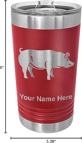 Miniatura 8 de LaserGram Vaso de pinta aislado al vacío de 16 onzas, cerdo, grabado personalizado incluido (negro)