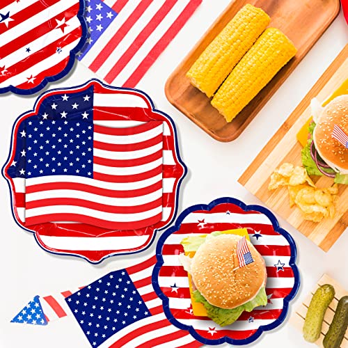Patriotic Plates And Napkins, 150Pcs 4Th Of July Party Tableware Set,American Flag Disposable Napkins,Dinner Plates,Dessert Plates Of Independence Day,July Fourth Party Supplies,Veterans Memorial Day #TOP4