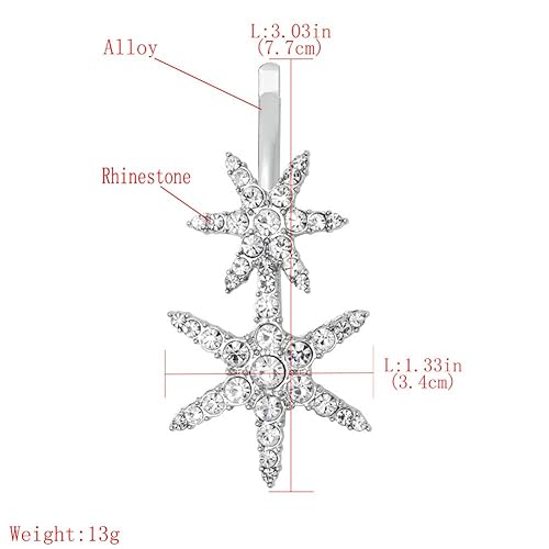 Miniatura 2 de Pasadores de aleación de diamantes de imitación, 2 piezas, pinzas para el cabello de estrella de moda, horquilla lateral, accesorios para el cabello