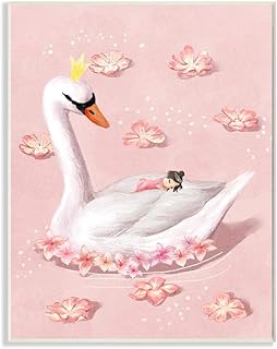 Stupell Industries Nursery Swan Baby Princess Pink Floral Lake, Designed by Ziwei Li Art, 10 x 15, Wall Plaque