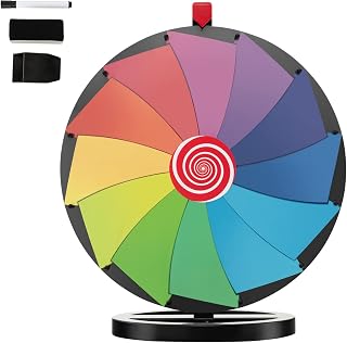GYMAX Color Prize Wheel, 24" Tabletop Spinning Game with 12 Slots, Dry Erase Marker, Eraser and Storage Box, Roulette Wheel of Fortune Game for Party Pub Tradeshow Carnival