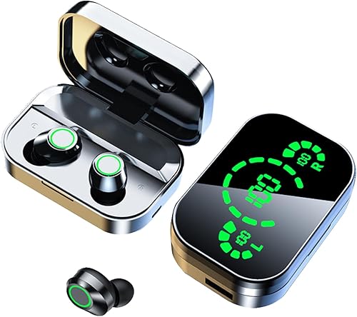 TWS - Auriculares inalámbricos Bluetooth intrauditivos, impermeables, con dientes azules, auriculares inalámbricos para iPhone, teléfonos Android,