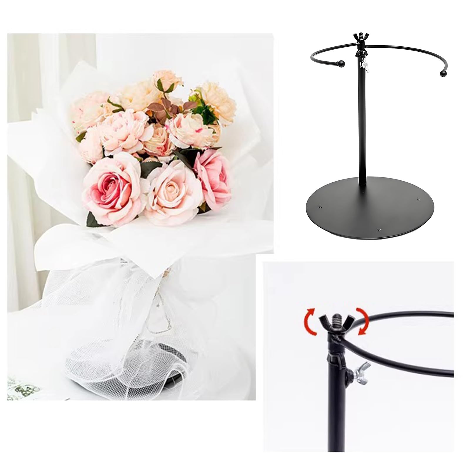 Supporto per Bouquet in Ferro per composizioni Floreali, costruito per durare in Varie impostazioni visualizzazione per la Decorazione del Desktop, Moderna Esposizione Fiori