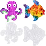 15 Pièces Panneaux de perles de fuse, 5mm Panneaux en plastique transparent avec 15 Pièces de cartes colorées pour les enfants Craft Perles (15 Forme différente)