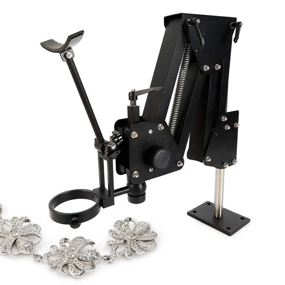 Jewelry Microscope Stand, 85mm/3.35'' Microscope Stand Inlaid Mirror Multi-Directional Micro-Setting for Diamond, Universal Microscope Jewelry Inlaid Stand(Microscope Not Included)