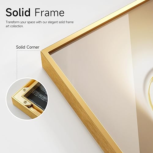 Miniatura 5 de Arte de pared grande dorado moderno y enmarcado para sala de estar, juego de 3 piezas de pinturas contemporáneas para paredes, impresiones doradas