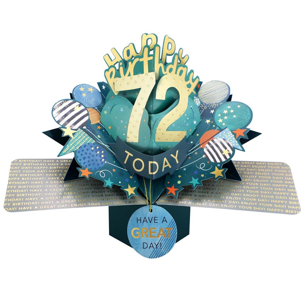 72 Today Happy 72nd Birthday Pop-Up Greeting Card Love Kate's Pop Up Cards Him Design POP237MC72 โ image 1