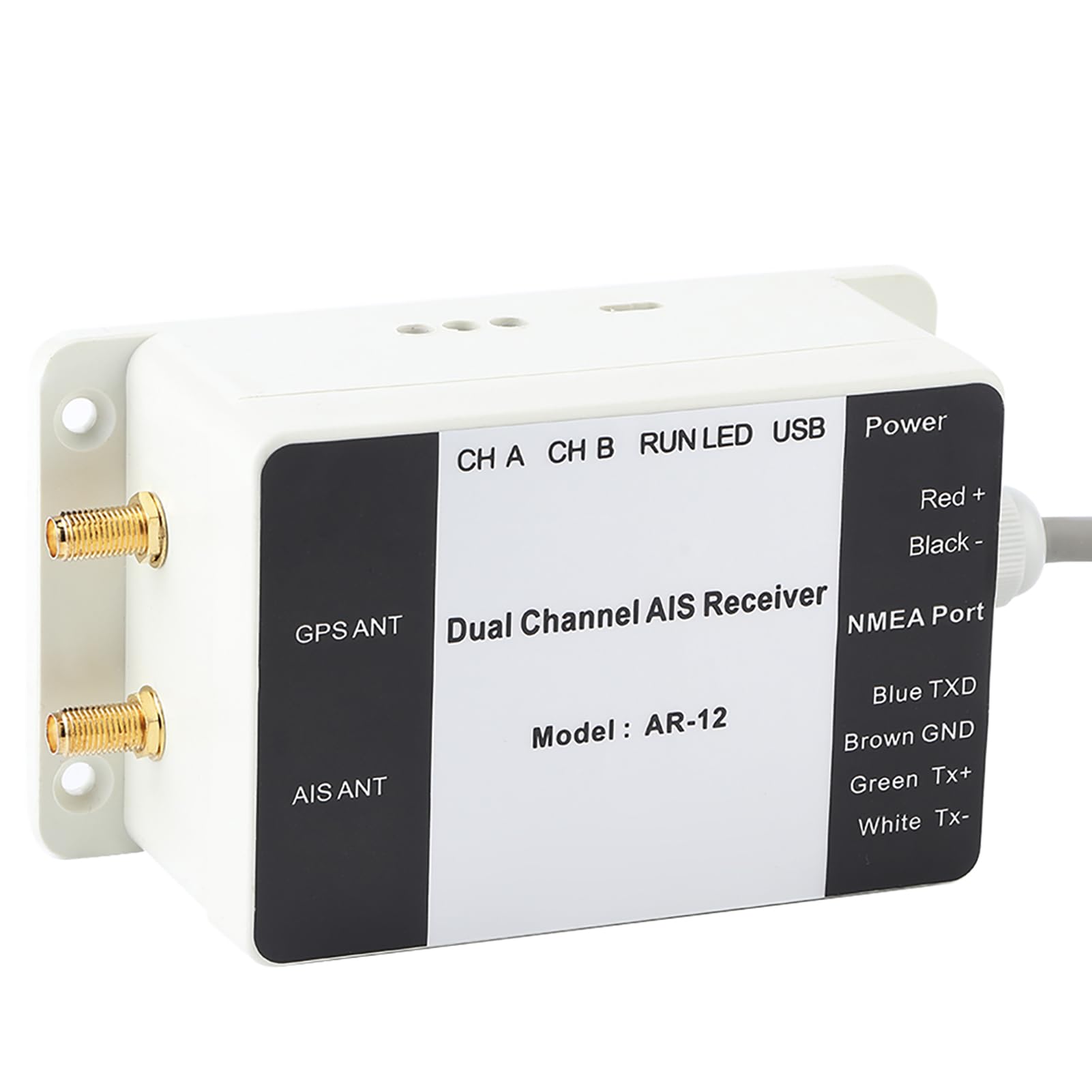 AIS-Empfänger, Zweikanal-USB-AIS-GPS-Empfänger für die Schiffsnavigation, mit Großer Reichweite von 28 Seemeilen und NMEA-Anschluss, Tragbare ABS-Marineelektronik