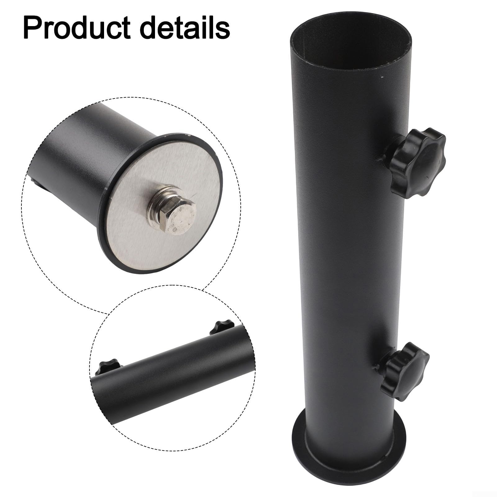 Soporte para sombrilla de acero inoxidable resistente, soporte para sombrilla con varilla de rosca, soporte atornillado para sombrilla de jardín, mayor estabilidad para uso en exteriores