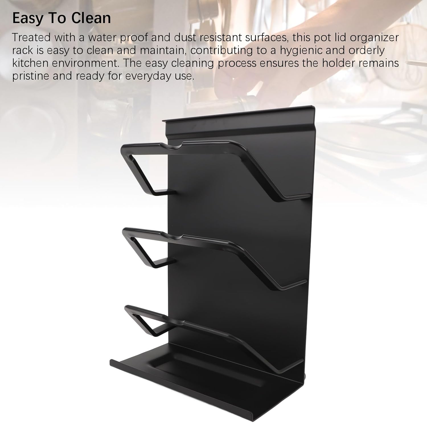 GLOGLOW Pot Lid Organizer Rack, 3 TIer Hanging Pot Lid Rack Aluminum Alloy Pot Lid Storage Houseware Wall Door Mounted Pot Lid Rack for Kitchen Storage