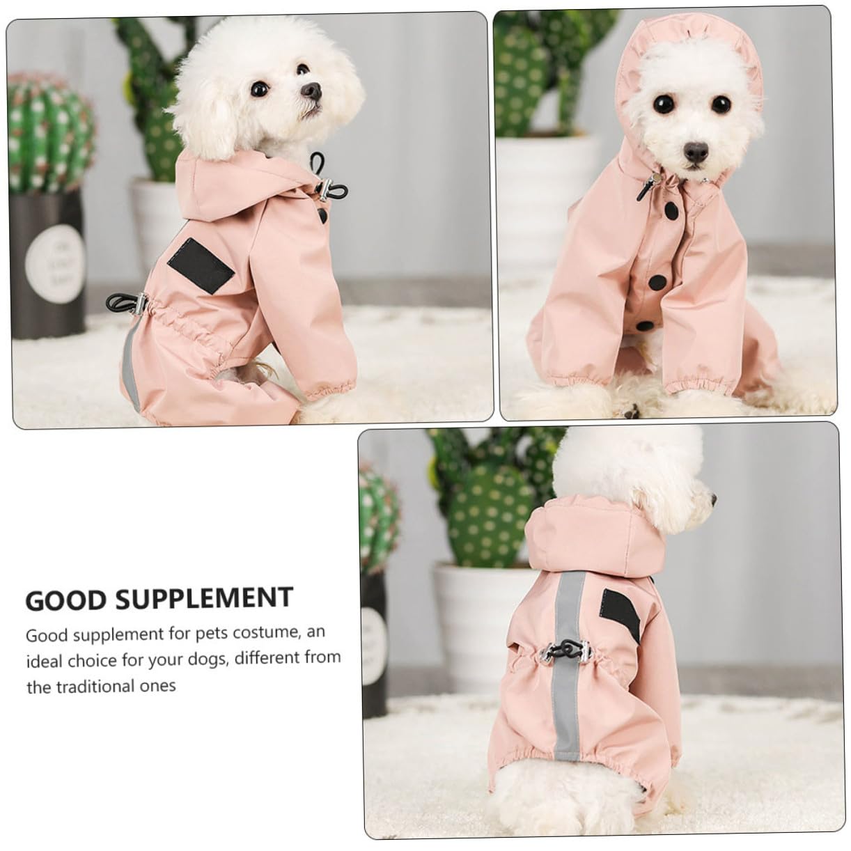 INOOMP 2pezzi Cappotto Riflettente Per Cani Regolabile Giacca Per Cani Da Pioggia Traspirante Taglia Per Occasioni Speciali e Foto