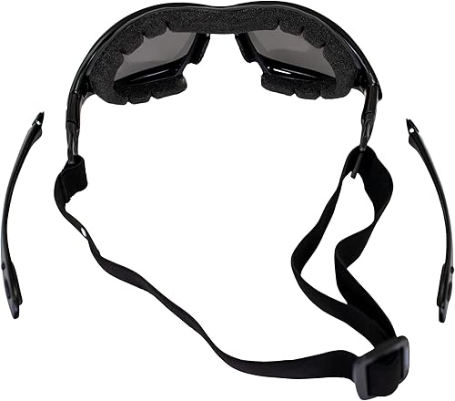 Miniatura 6 de Birdz Gafas de sol Thrasher acolchadas para motocicleta, para hombres y mujeres, convertibles a gafas, marco negro con lentes de humo inastillables