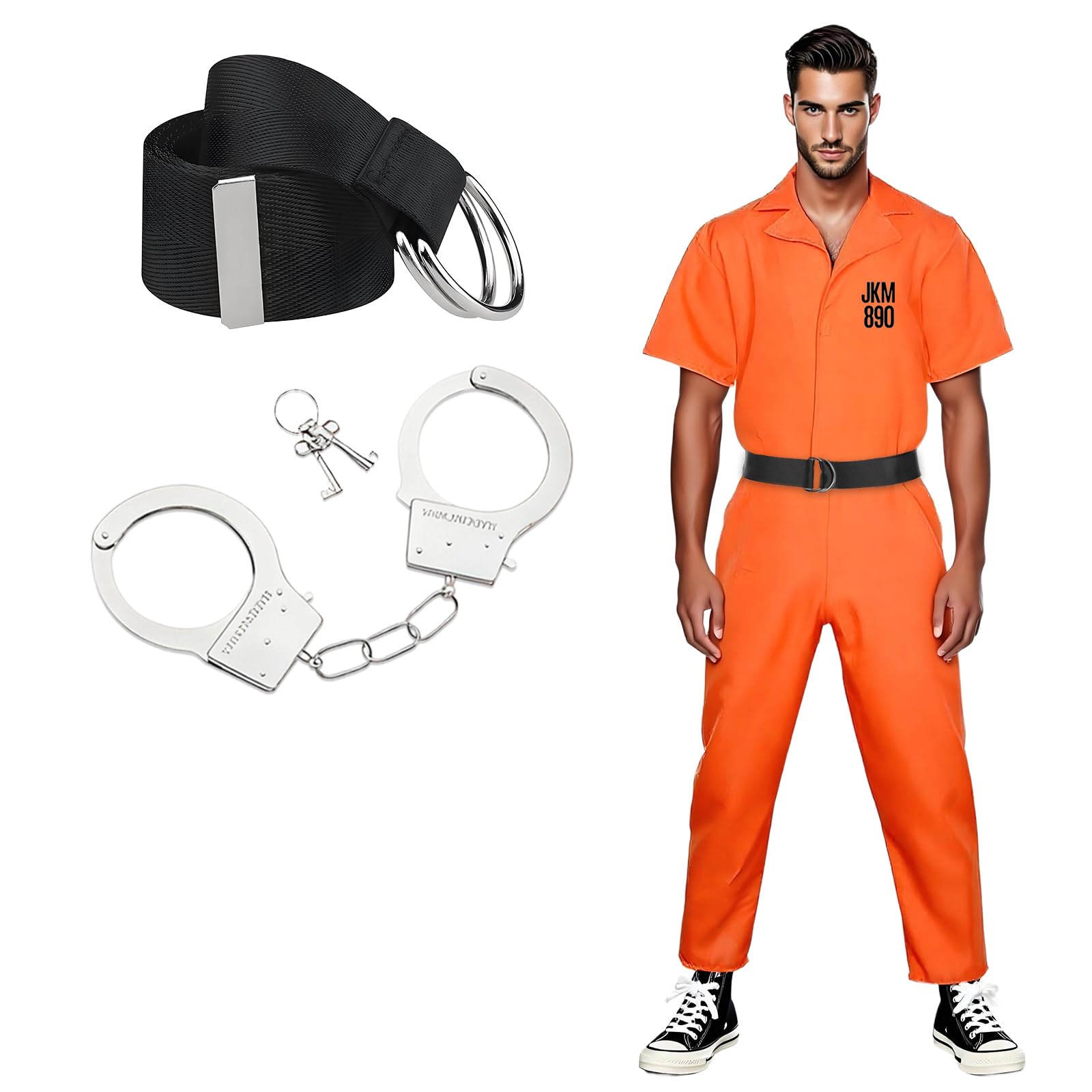 Mprocen Orange Prisoner Costume Unisex Adult Jumpsuit Halloween Prisoner Party Outfit Includes Accessories Cosplay Halloween Character Costume