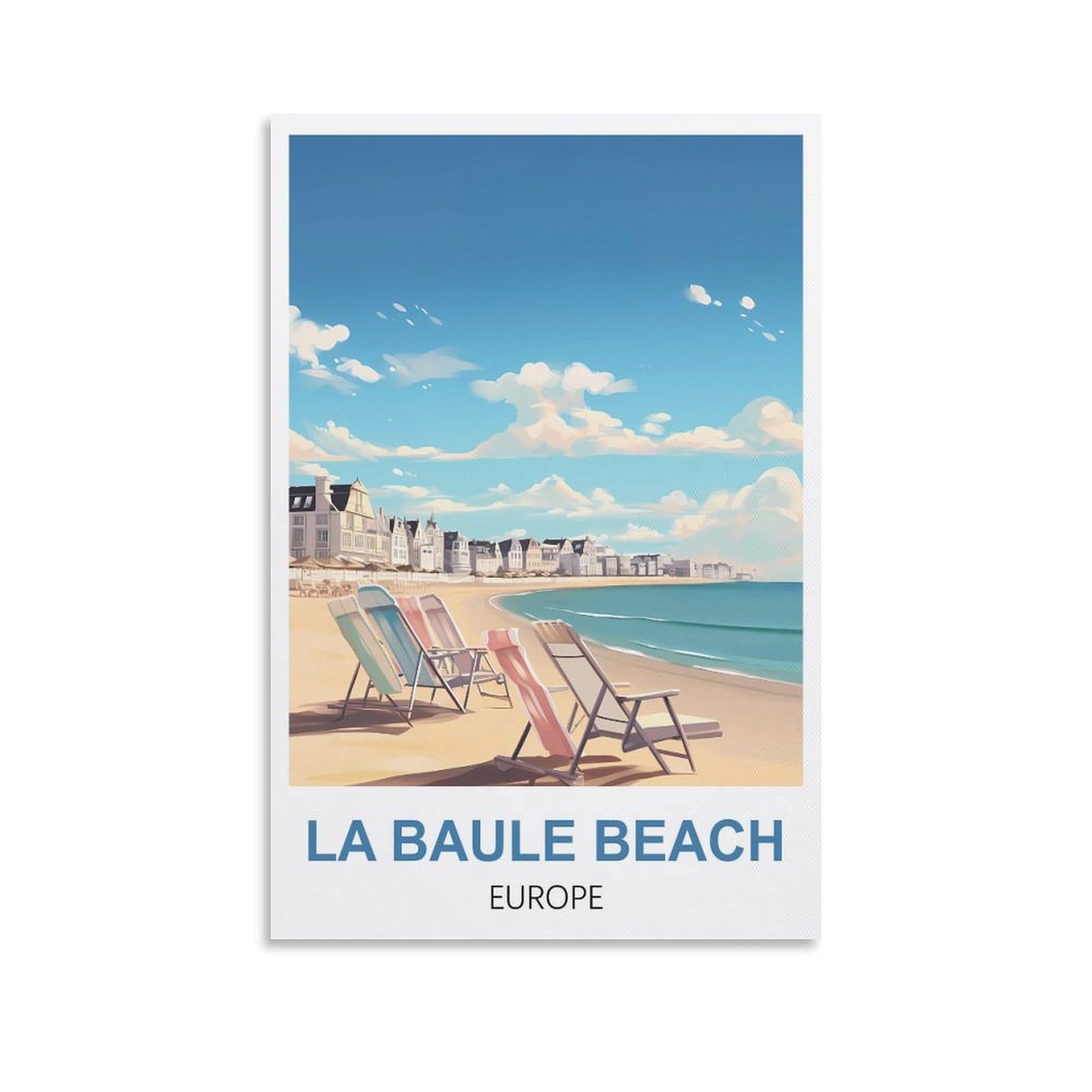 Cyyhgee Unframe-Style La Baule Beach Europe Vintage Travel Poster 08X12inch(20X30cm) Canvas Poster Wall Art Living Room Home Decor