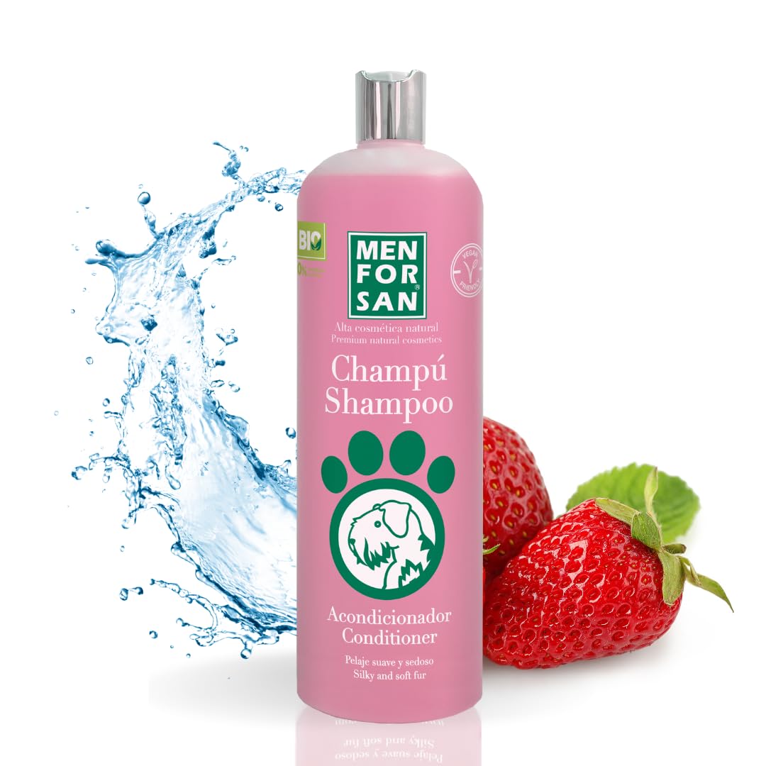 MENFORSAN Champú para Perros Acondicionador | Facilita el Desenredado | Fresa | Ayuda a Desanudar el Pelaje | Hidratación Profunda | 1L