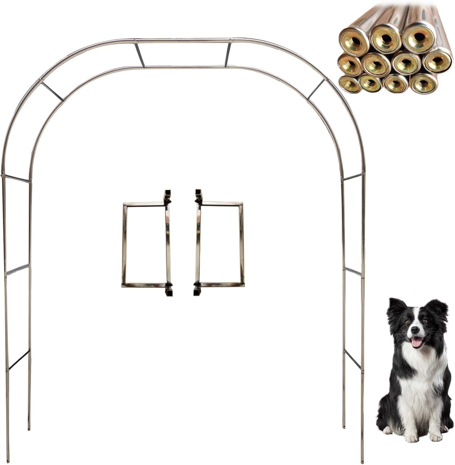bettght Stainless Steel Outdoor and Indoor Garden or Wedding Arch 230/240CM for Climbing Plants Rose Trellis Outdoor Arbour(25mm+base,2 * 2.4m(6.6 * 7.9ft))