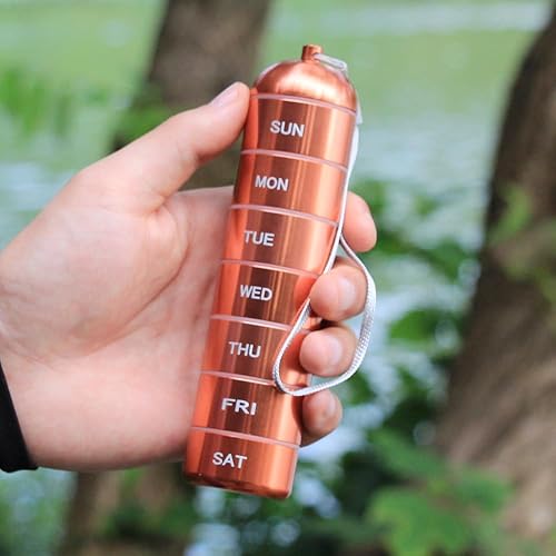 Miniatura 5 de Organizador de píldoras de metal  Contenedor portátil de almacenamiento de medicamentos impermeable para exteriores, estuche de píldoras de aleación