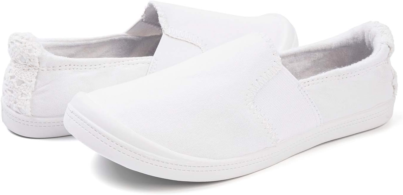 FUNKYMONKEY Shoes for Women, Comfort Low Top Canvas Slip On Sneakers Classic Casual Walking Shoes - Image 4