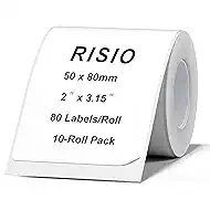 Risio Thermal Labels 2"x3.15"(50x80mm),80 Labels/Roll(10 Rolls),Waterproof, Oil-Resistant, Scratch-Resistant Thermal Label Paper,for Barcode/Address/Mailing/Logo/Business/Home