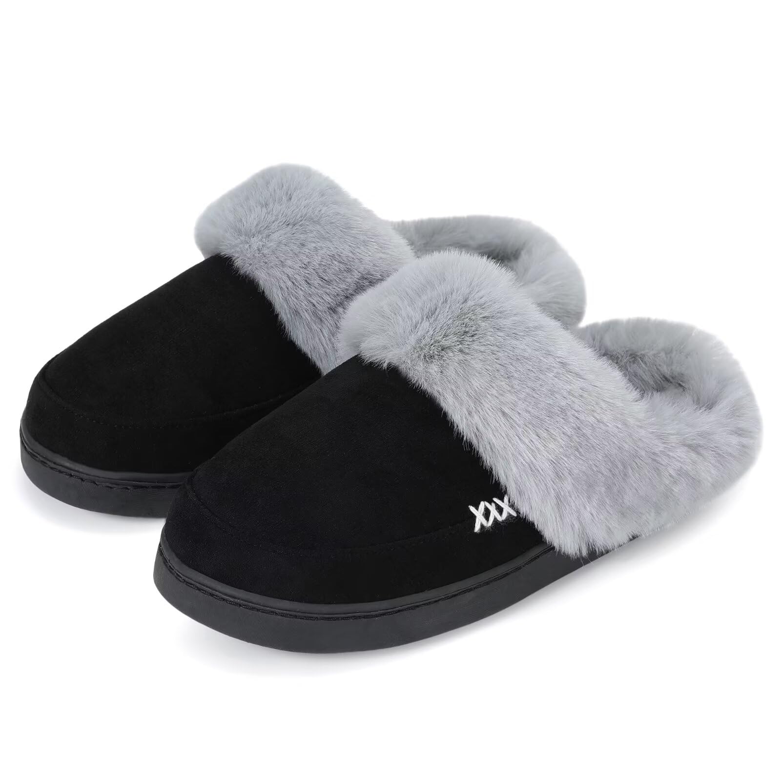 NineCiFun Womens and Mens Memory Foam House Slippers Faux Fur Lined Indoor Fuzzy Slippers with No-slip Sole Slip