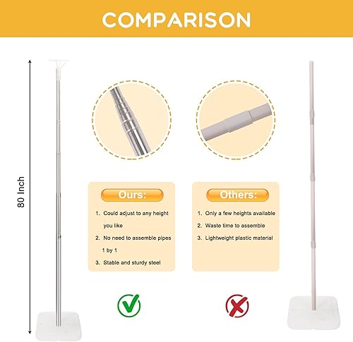 Miniatura 3 de RUBFAC Juego de 2 soportes de columna para globos, kit de columna ajustable de altura de 6.6 pies, soporte de globo telescópico de metal, fiesta de