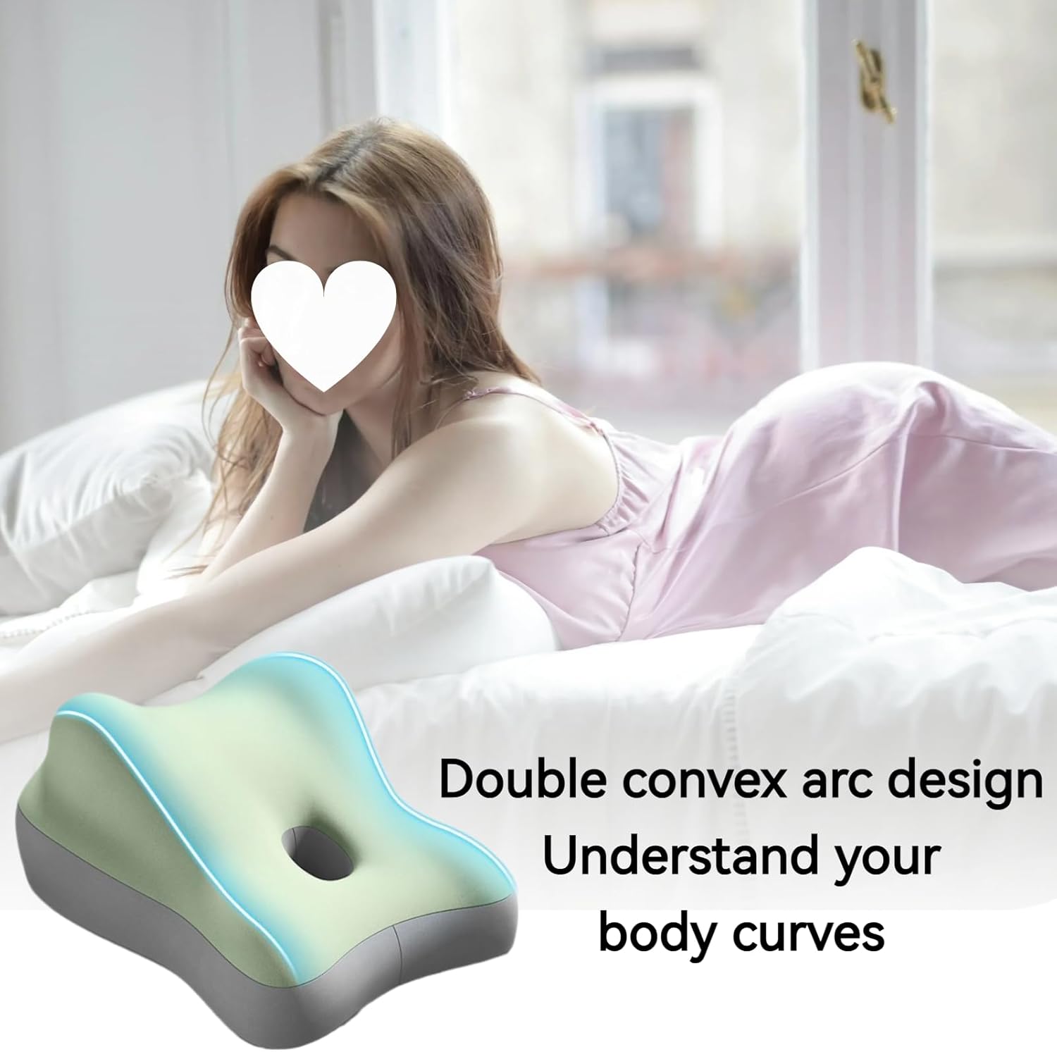 Butt Cushion for Couples Pregnant Women Enhanced Supporting Model Furniture Pillow Support Pillowcase Suitable for Home Use, Ideal for Sitting and Lying, Pillow Modern and Simple Style (Green)