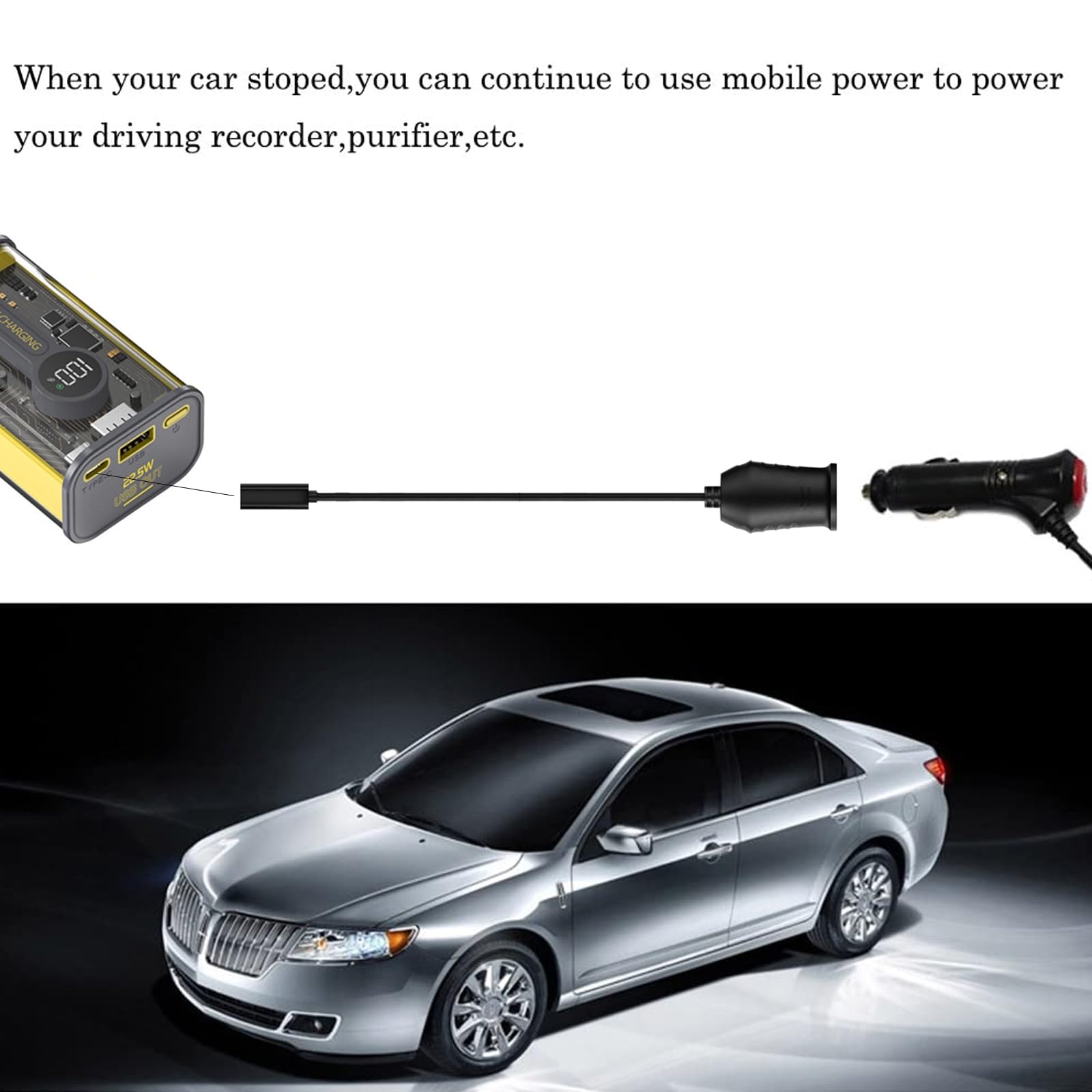 QMQJIA 65W Type C PD- to 9V 12V 15V 20V Car Socket Power Supply Cable for DVR 65W USB C Female to 9V 12V 15V 20V