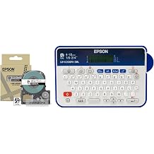 LABELWORKS Epson LW-K200PX-DBL Simple Labeler Bundle - QWERTY Label Makers and Black on Clear Matte Label Tape