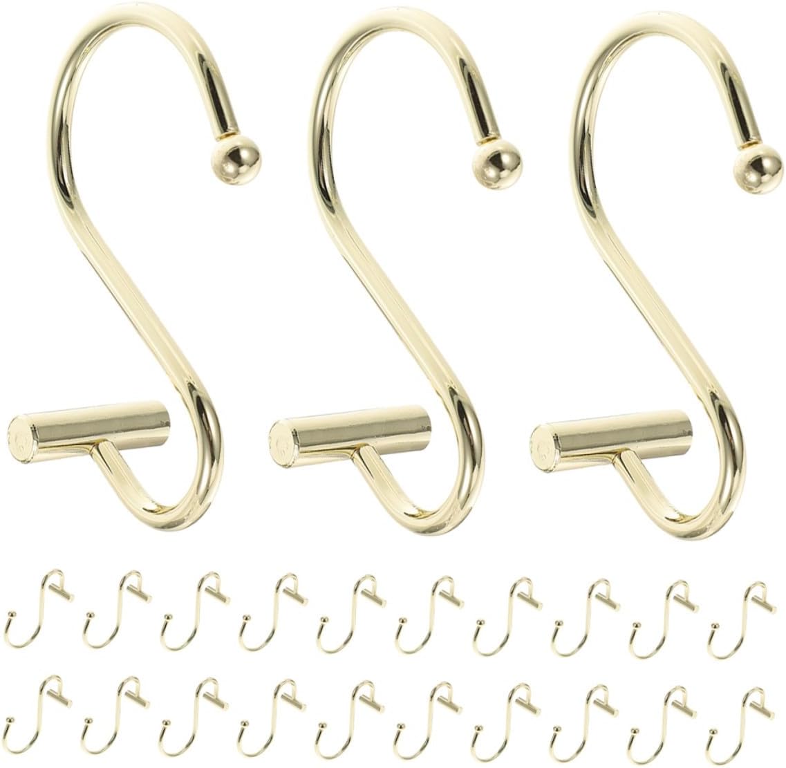 Cabilock 24pcs Metal Shower Curtain Hooks Retro Rod Hangers for Bathroom and Bedroom Curtains Gold Finish Decorative Hooks
