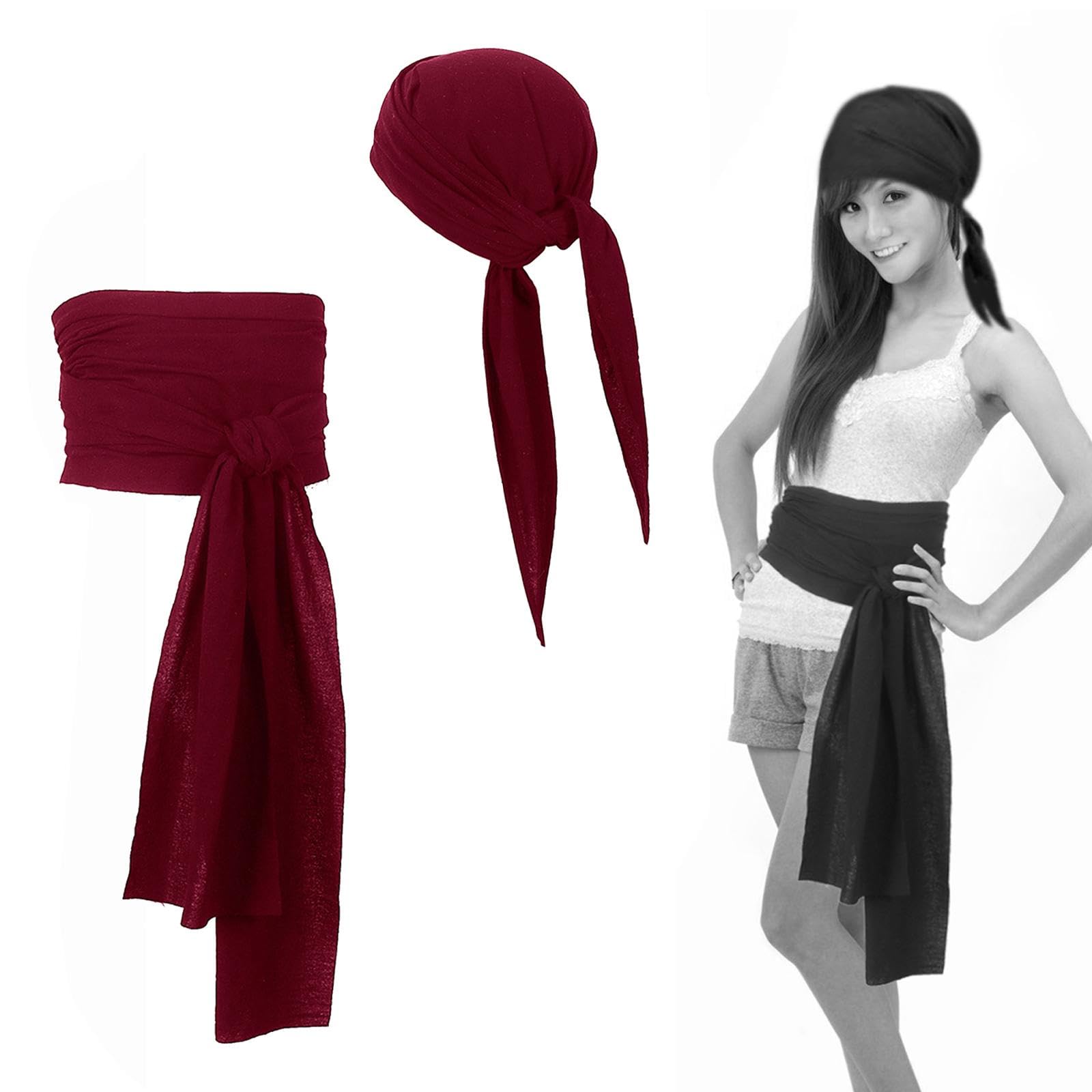 5 set di pirata sciarpa cappello accessori pirata cintura in vita pirata festa pirata fascia fascia rosso scuro
