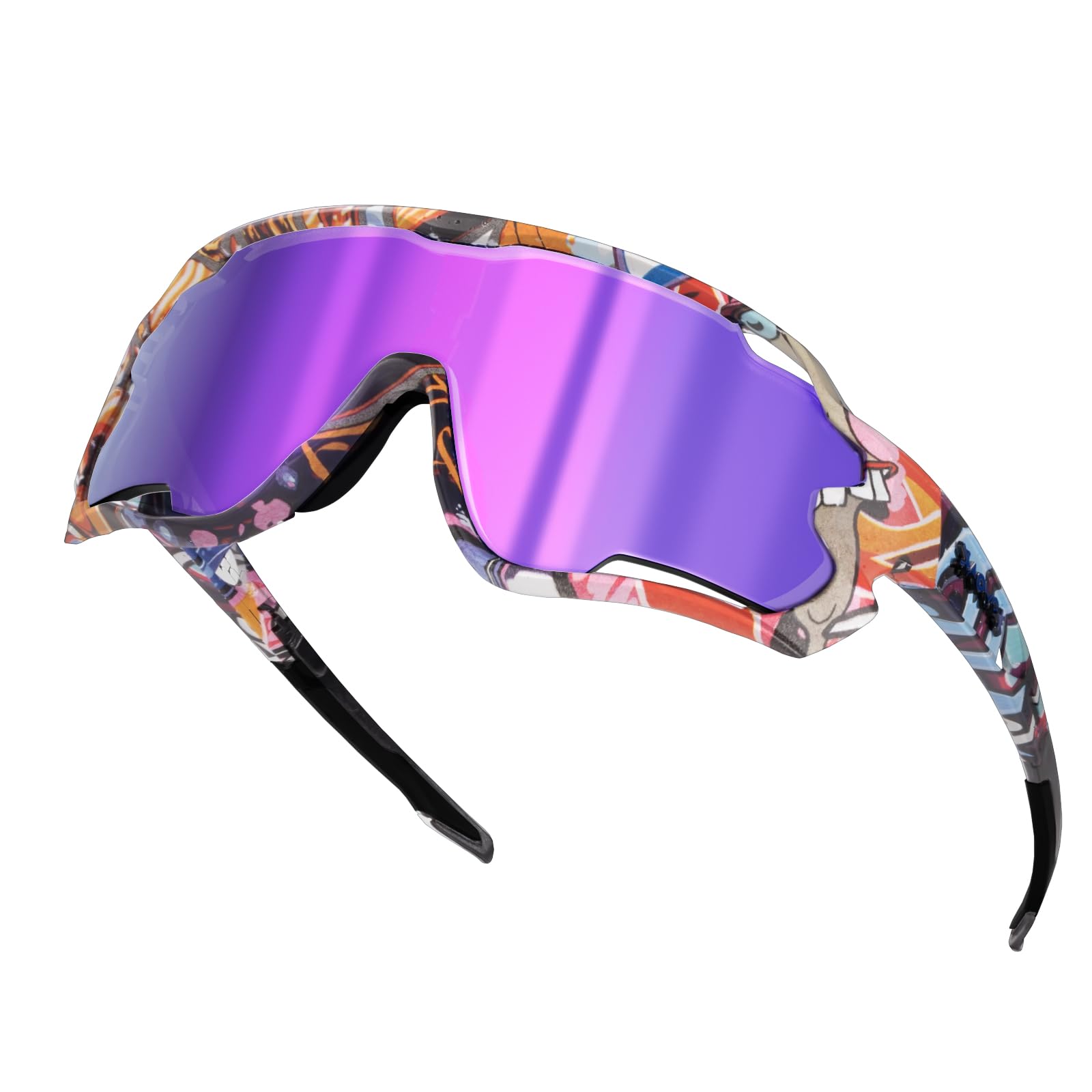 KAPVOE Gafas de ciclismo con 5 lentes intercambiables Polarizadas Hombres Mujeres Béisbol Gafas deportivas UV400
